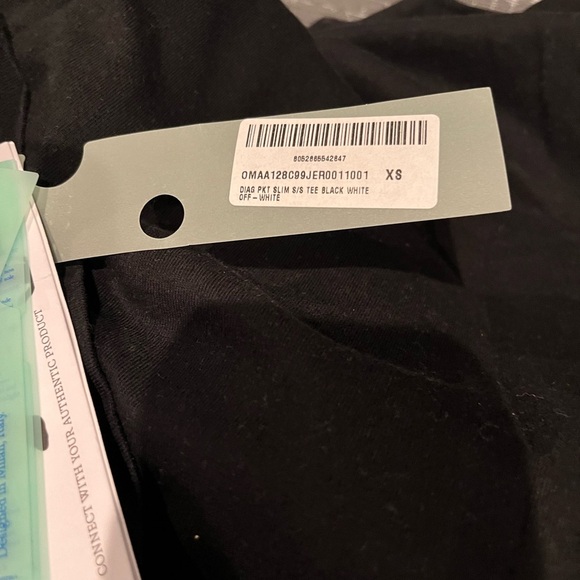 NWT Off-White Diagonal Jersey pocket Short Sleeve Tee Shirt Black White XS - Picture 8 of 9